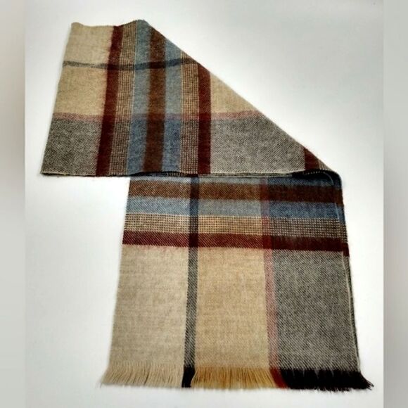 Wool Knit Long Fringe Winter Scarf Men's - Picture 1 of 11